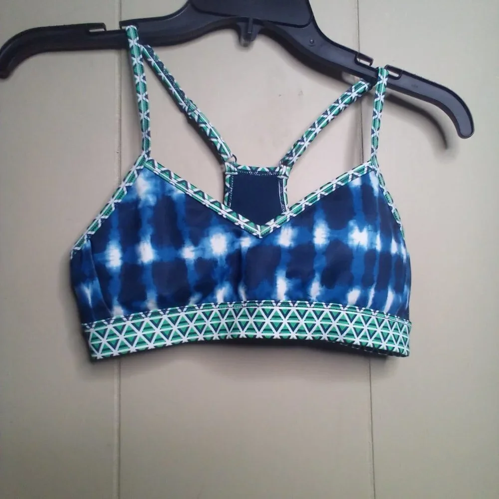 Joy Lab Swim Bikini Top XS Racer Back Blue Green